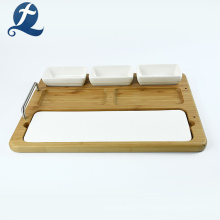 Домашняя многофункциональная керамическая тарелка с деревянной тарелкой